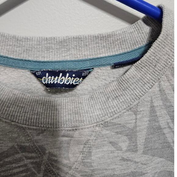 Men's chubbies Crew Neck LS Sweatshirt Gray Palm Leaf Design Comfy Size Large - Picture 3 of 10